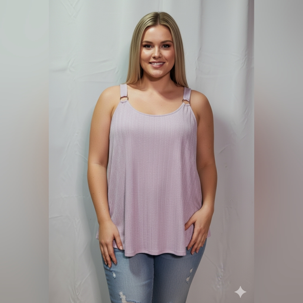 Jennifer Lopez Women's Lavender Metallic/Shimmer O-Ring Tank Top Size 2XL EUC